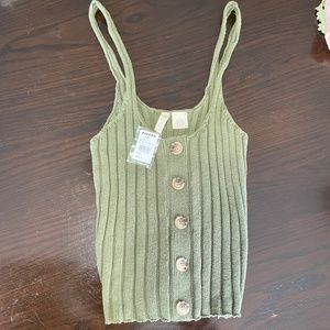 Olive Green Tank with Button Detail